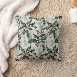 Coussin Élégant minimaliste Fleur Holly Noël