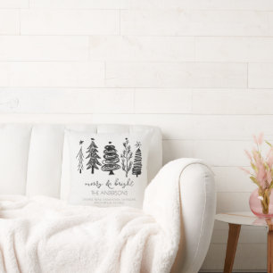 Coussin Élégant minimaliste Simple Noir Blanc Noël