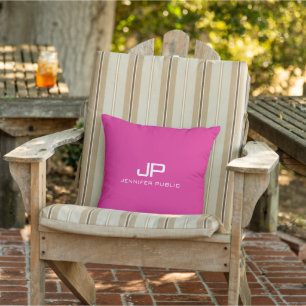 Coussin Élégant Modèle moderne Hot rose Monogram Nom