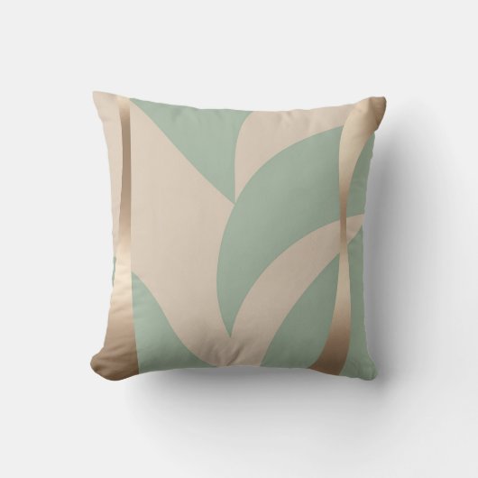 Coussin Élégant Moderne Beige & Vert Clair Accent Doré (Recto)