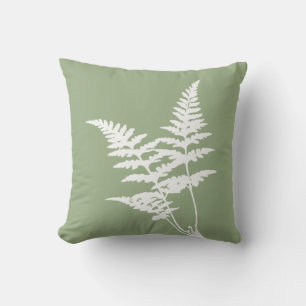 Coussin Élégant moderne blanc fougère vert sauge