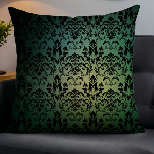 Coussin Elégant moderne dégradé Damask vert foncé Fond