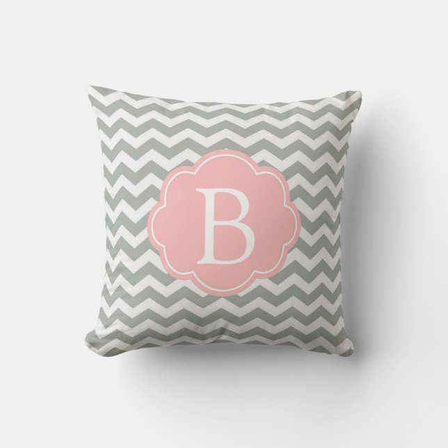 Coussin Élégant, moderne et classique, monogramme chevron  (Recto)
