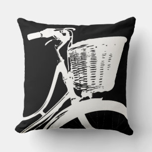 Coussin Élégant Moderne et Vélo Noir et Blanc Tendance