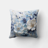 Coussin Élégant Moderne Fleur Botanique Bleu Blanc (Verso)