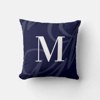 Coussin Élégant moderne grand monogramme bleu marine foncé