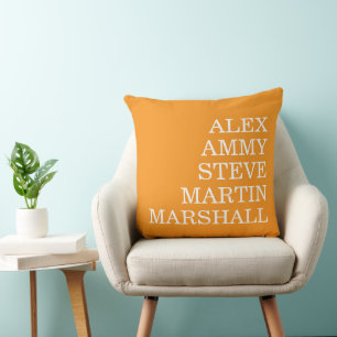COUSSIN ÉLÉGANT MODERNE STYLE NOM PERSONNALISÉ ORANGE