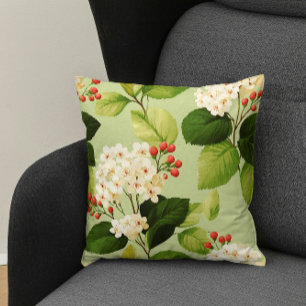 Coussin Élégant Moderne Tendance Élégant Floral Vert Blanc