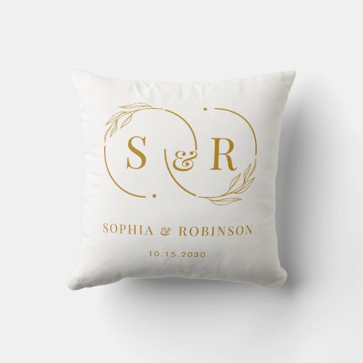 Coussin Élégant Monogram Gold Script Modern Mariage Cadeau (Verso)