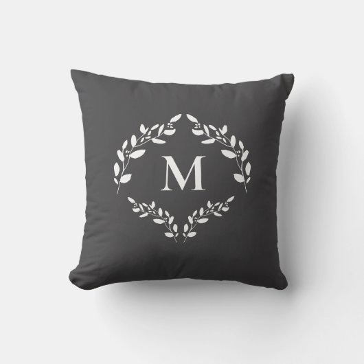 Coussin Élégant Monogram Laurel Feuille Crest Custom (Recto)