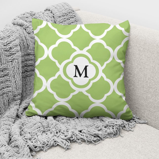 Coussin Élégant Monogram Lime Green Motif (Créateur téléchargé)