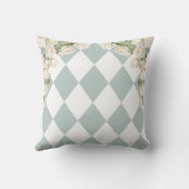 Coussin Élégant Monogram Roses Blanches Feuilles Vertes Di (Verso)