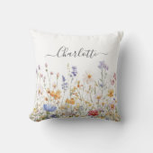 Coussin Elegant Monogram Watercolor Colorful Wildflower (Recto)