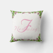 Coussin Élégant Monogramme avec nom Rose Jeu d'oreiller (Verso)