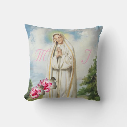 Coussin Élégant Monogramme avec nom Rose Jeu d'oreiller (Recto)