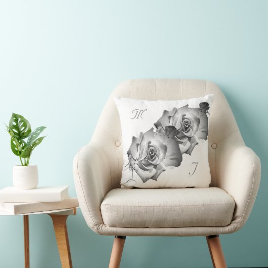 Coussin Élégant Monogramme avec nom Rose Jeu d'oreiller (Chaise)