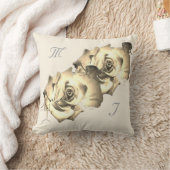 Coussin Élégant Monogramme avec nom Rose Jeu d'oreiller (Couverture)