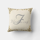 Coussin Élégant Monogramme avec nom Rose Jeu d'oreiller (Verso)