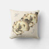 Coussin Élégant Monogramme avec nom Rose Jeu d'oreiller (Recto)