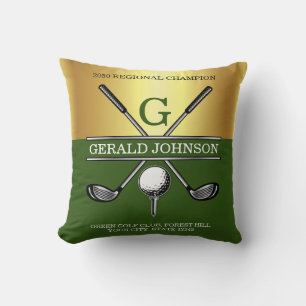 Coussin Élégant Monogramme De Golf Personnalisé