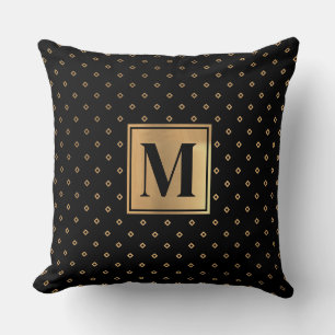 Coussin Élégant Monogramme d'or noir