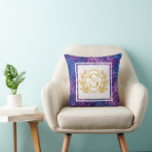 Coussin Élégant Monogramme Doré Couronne Royale Violet Tro (Chaise)