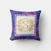 Coussin Élégant Monogramme Doré Couronne Royale Violet Tro (Recto)
