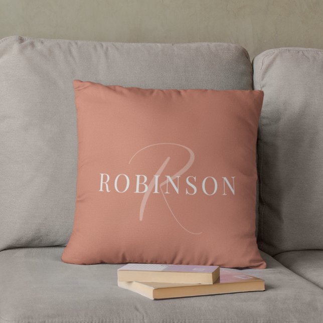 Coussin Élégant Monogramme en terre cuite moderne Nom init (Créateur téléchargé)