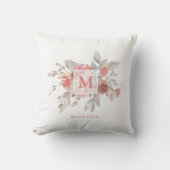 Coussin Élégant Monogramme floral rose pâle (Recto)