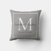 Coussin Élégant Monogramme moderne Chic Grey Mariage Keeps (Verso)