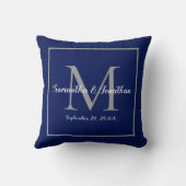 Coussin Élégant Monogramme moderne Marine Mariage bleu Kee (Verso)