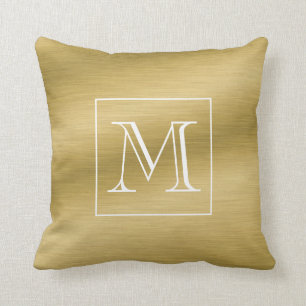 Coussin Élégant Monogramme Or Brossé