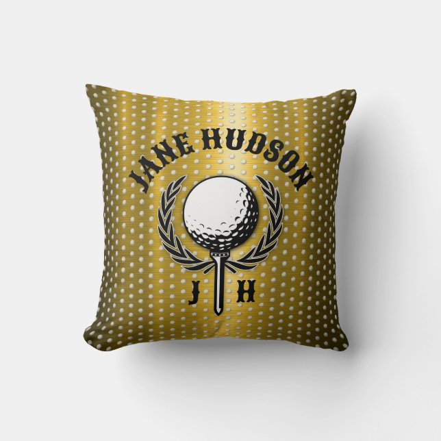 Coussin Elégant Monogramme Or Golf Design (Recto)