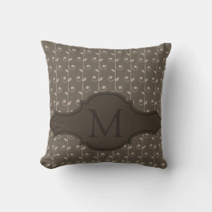 Coussin Élégant Monogramme personnalisé Brown Motif beige