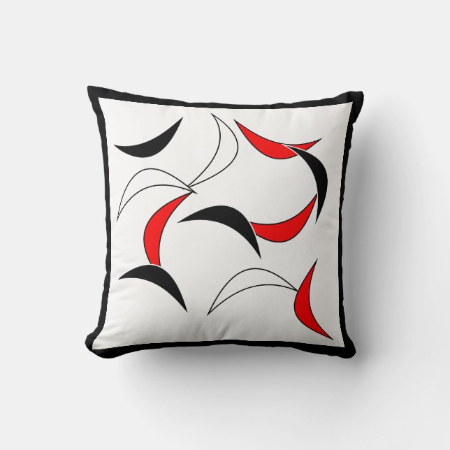 Coussin Élégant Motif Abstrait rouge, noir et blanc (Recto)