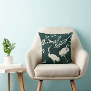 Coussin Élégant motif artistique de grues Oiseaux grues