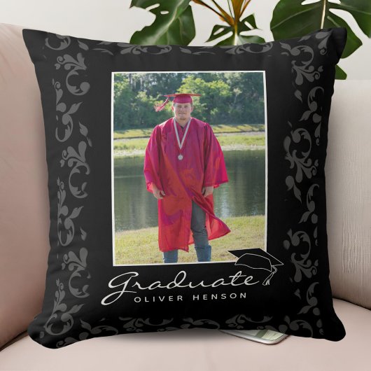 Coussin Élégant Motif Black Graduation Photo