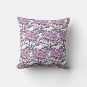 Coussin Élégant motif botanique rose poudré