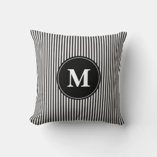 Coussin Élégant Motif de bande noir et blanc
