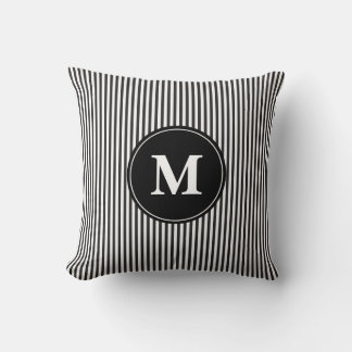 Coussin Élégant Motif de bande noir et blanc