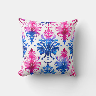 Coussin Élégant motif de Damas florales roses