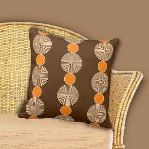 Coussin Élégant Motif de ligne circulaire orange