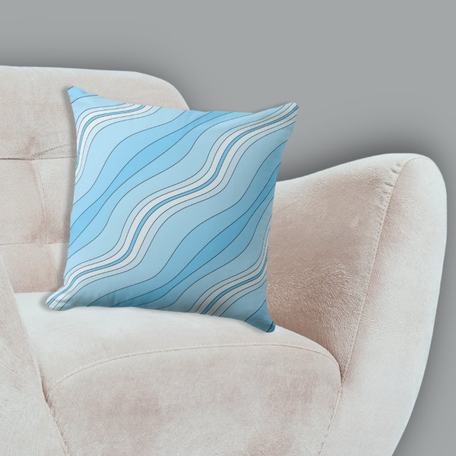Coussin Élégant Motif de lignes en calques turquoise (Elegant Turquoise Layered Lines Pattern Throw Pillow, Living Room)