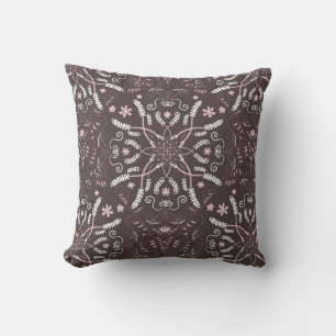 Coussin Élégant Motif de mandala botanique foncé