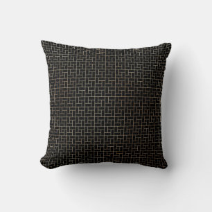 Coussin Élégant Motif de tissage de panier d'or Abstrait
