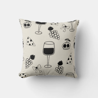 Coussin Élégant Motif de vin et de fromage