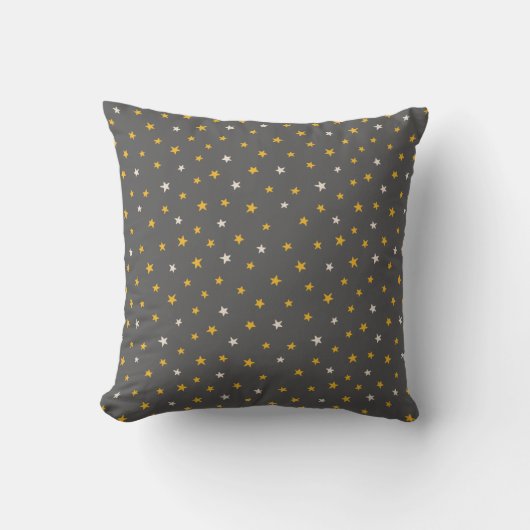 Coussin Élégant motif d'étoiles grises jaune blanc (Recto)