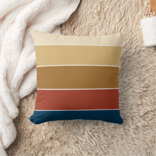Coussin Élégant Motif en terre cuite rayé automne