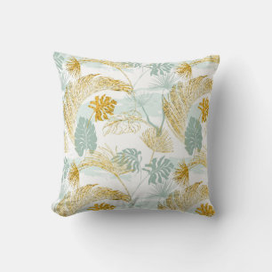 Coussin Elégant Motif Feuille jaune et bleu