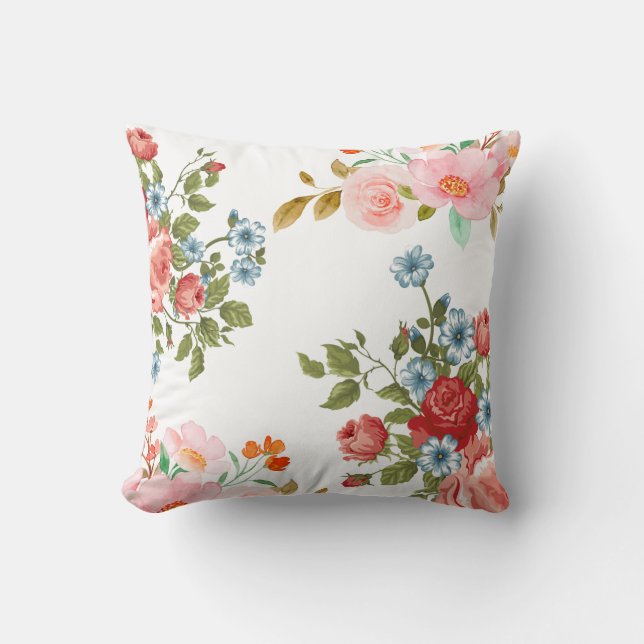 Coussin Élégant motif floral carré (Recto)